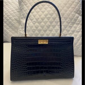 Tory Burch Lee Radziwill Croc Embossed Satchel